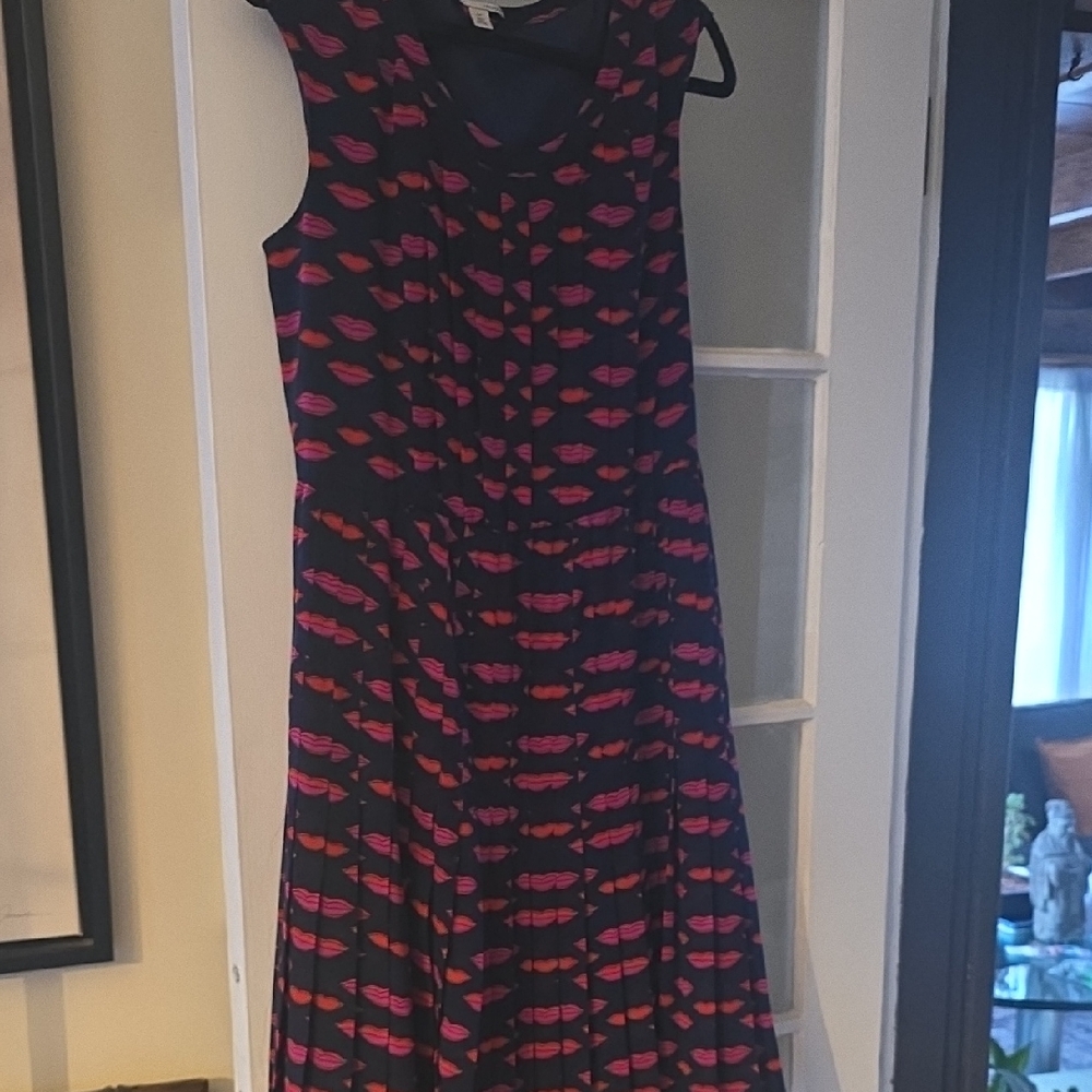 Halogen Pink and Black Fit and Flare Midi Dress
